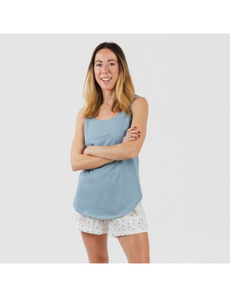 Pijama corto algodón Inés indigo