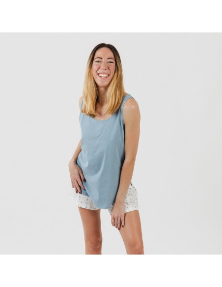 Pijama corto algodón Inés indigo