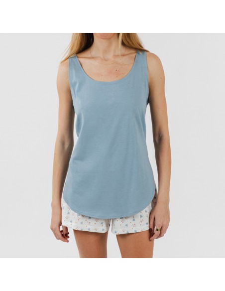 Pijama corto algodón Inés indigo