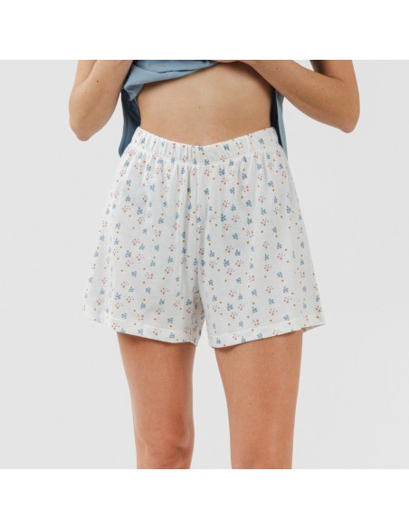 Pijama corto algodón Inés indigo