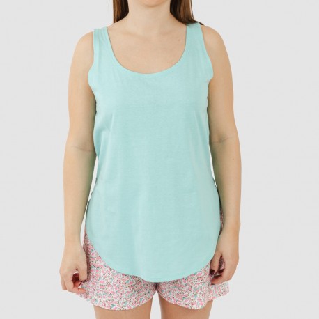 Pijama corto algodón Salima verde agua