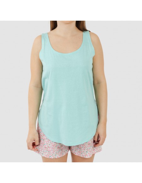 Pijama corto algodón Salima verde agua
