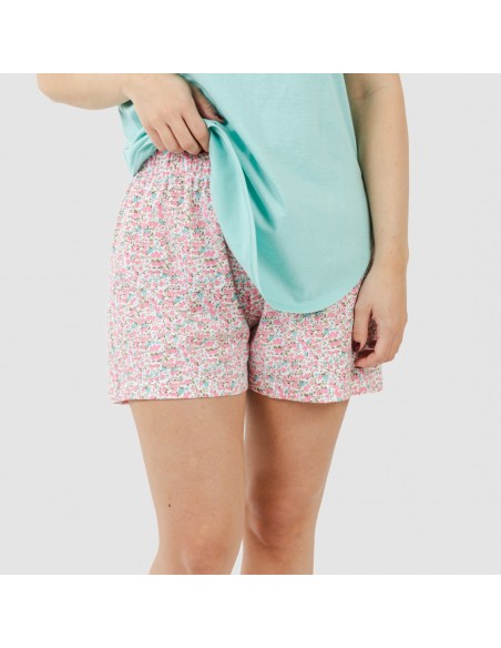 Pijama corto algodón Salima verde agua
