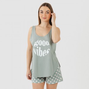 Pijama corto algodón Irati verde caceria