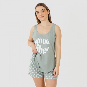 Pijama corto algodón Irati verde caceria 2