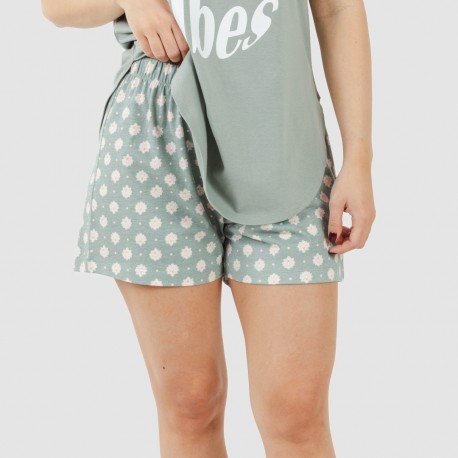 Pijama corto algodón Irati verde caceria