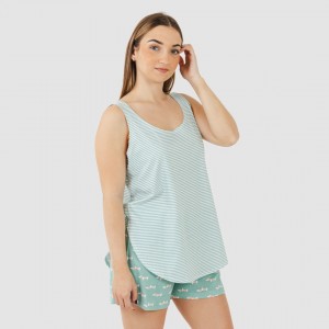 Pijama corto algodón Ponder verde azulado 2