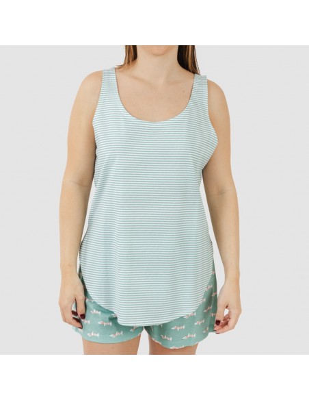 Pijama corto algodón Ponder verde azulado