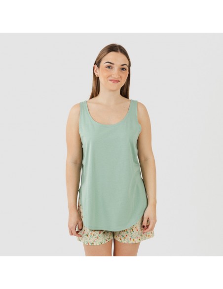 Pijama corto algodón Pamela verde