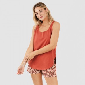 Pijama corto algodón Corinto teja 2