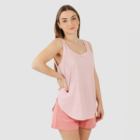 Pijama corto algodón Raya Aliena marsala