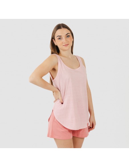 Pijama corto algodón Raya Aliena marsala