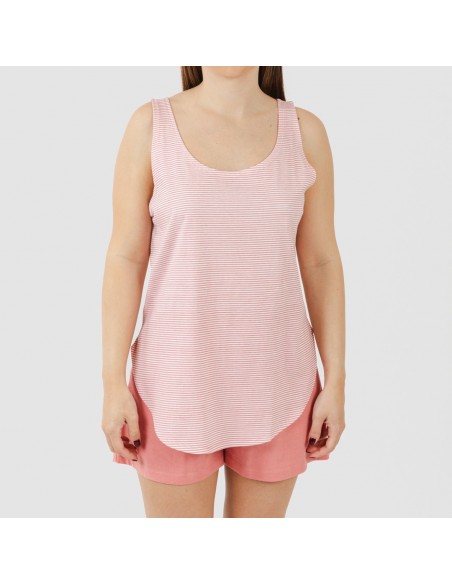 Pijama corto algodón Raya Aliena marsala