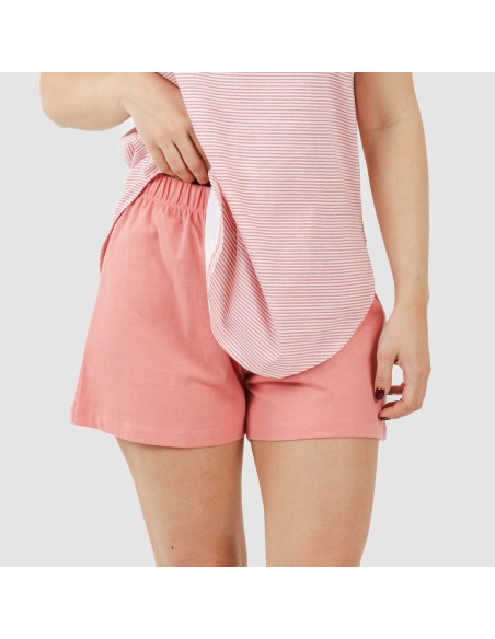 Pijama corto algodón Raya Aliena marsala