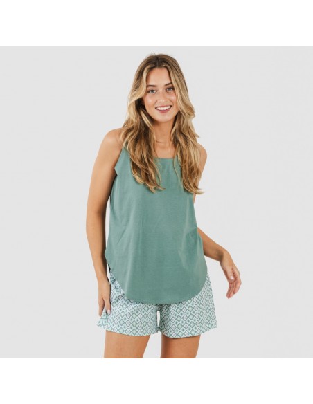 Pijama corto algodón Bianca verde menta