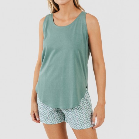 Pijama corto algodón Bianca verde menta