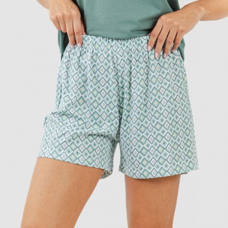 Pijama corto algodón Bianca verde menta