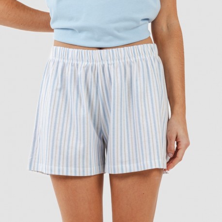 Pijama corto algodón Bennet celeste