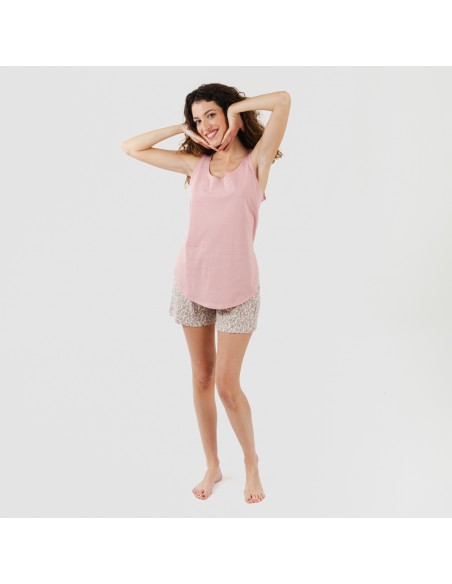 Pijama corto algodón Sofia rosa