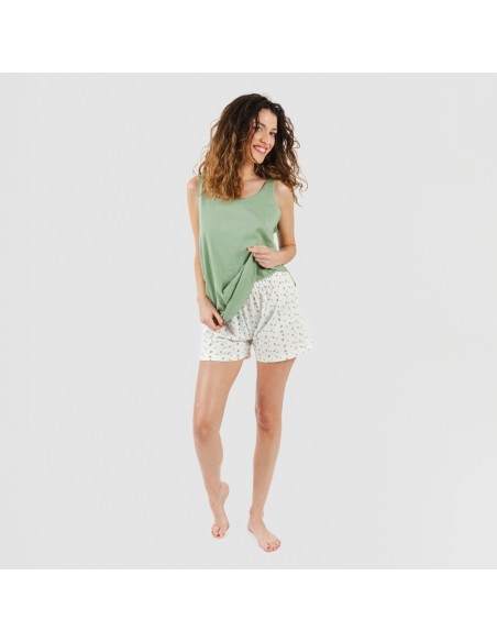 Pijama corto algodón Nevada verde