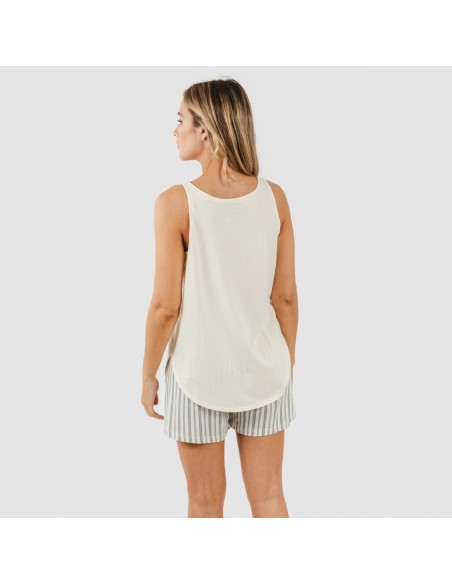 Pijama corto algodón Raya Brighton natural
