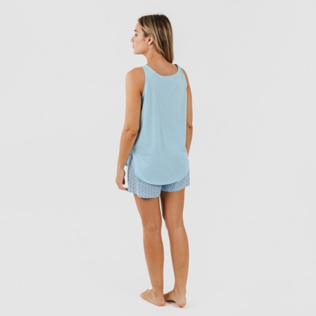 Pijama corto algodón Timon celeste