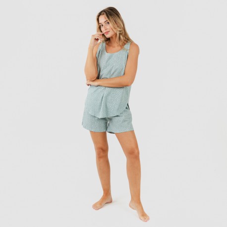 Pijama corto algodón Anita verde desgastado