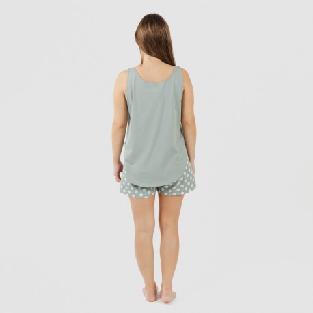 Pijama corto algodón Irati verde caceria