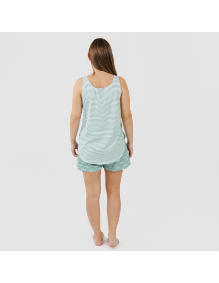Pijama corto algodón Ponder verde azulado