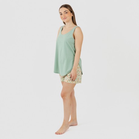Pijama corto algodón Pamela verde
