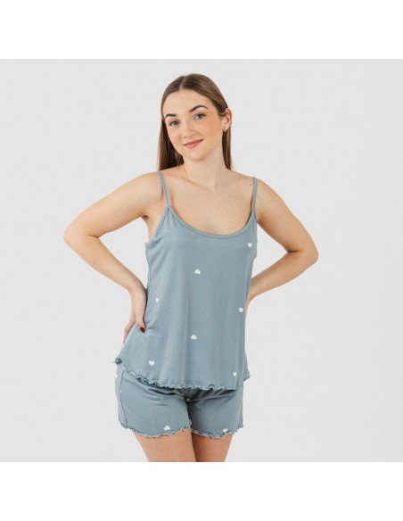Pijama tirantes mujer soft Hearts indigo