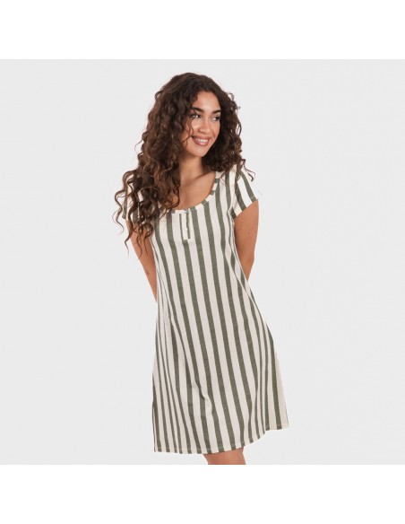 Blusón algodón Raya Avilés verde caceria