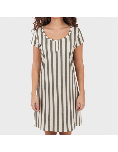 Blusón algodón Raya Avilés verde caceria