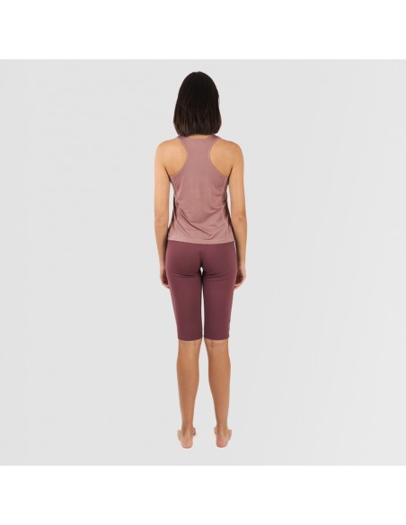 Conjunto deportivo leggings corto mujer malva - berenjena