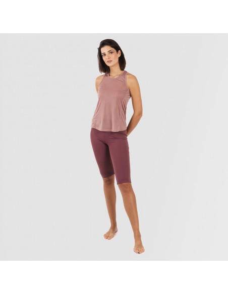 Conjunto deportivo leggings corto mujer malva - berenjena