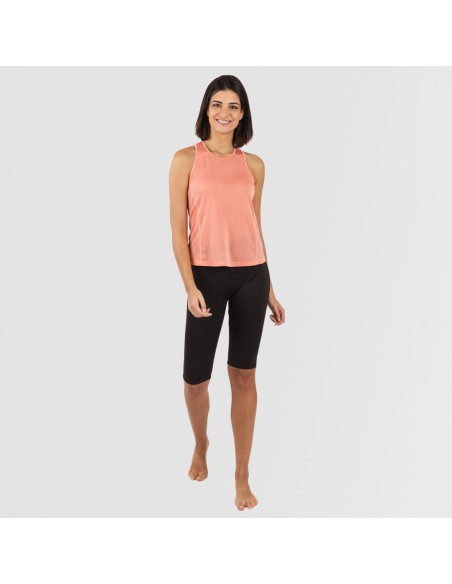 Conjunto deportivo leggings corto mujer naranja - negro