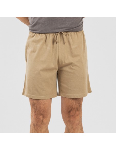 Pijama corto hombre con botones topo arena