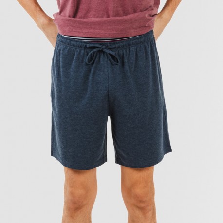 Pijama corto hombre con botones burdeos - marino