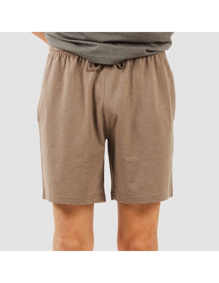 Pijama corto hombre con botones petroleo - marron