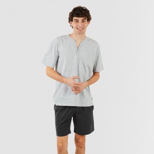 Pijama corto hombre con botones perla - marengo 2