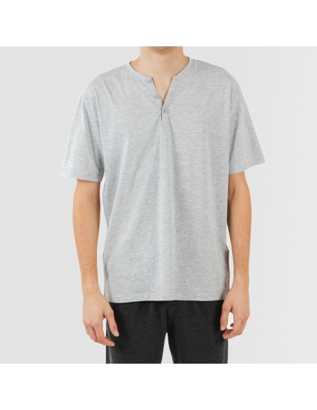 Pijama corto hombre con botones perla - marengo