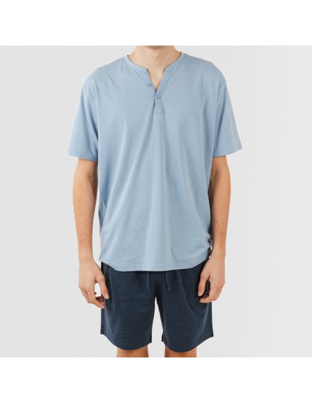 Pijama corto hombre con botones indigo - marino