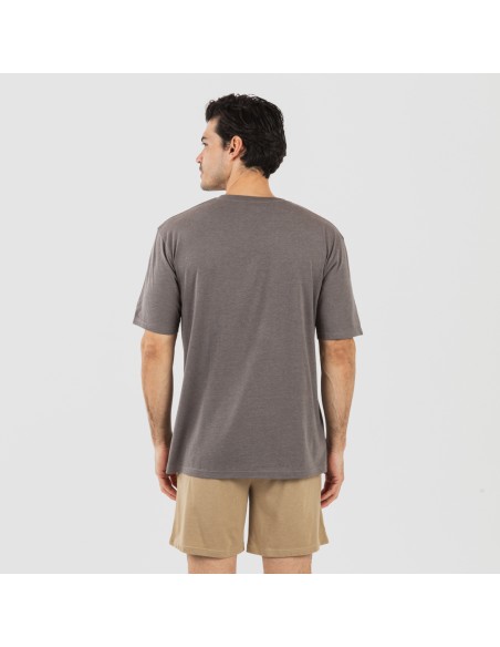 Pijama corto hombre con botones topo arena