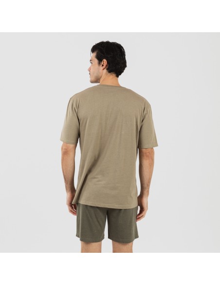 Pijama corto hombre con botones verde cacería - verde oscuro