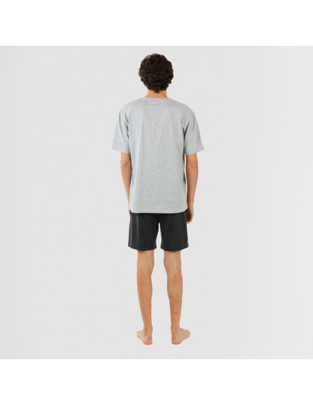 Pijama corto hombre con botones perla - marengo