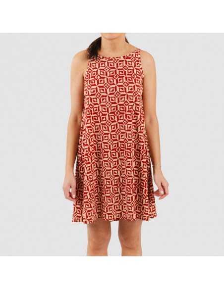 Vestido corto tirantes crepe Corinto teja