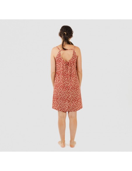 Vestido corto tirantes crepe Corinto teja