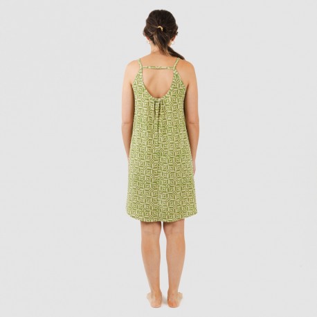 Vestido corto tirantes crepe Corinto verde hierba