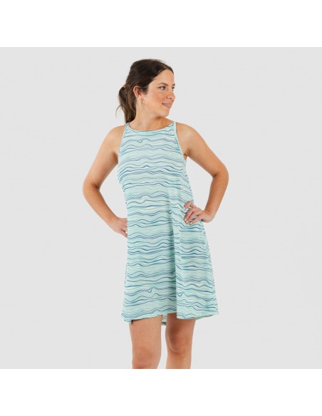 Vestido corto tirantes crepe Ola verde agua