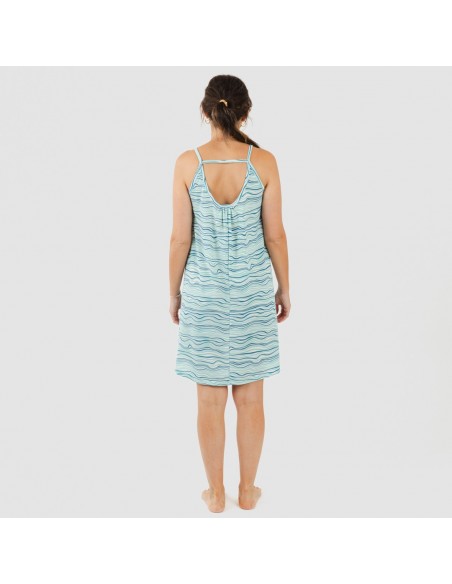 Vestido corto tirantes crepe Ola verde agua